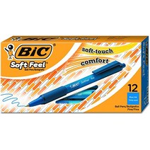 빅(BIC) 소프트 필 리트랙터블 볼펜 블루 파인 포인트(0.8mm) 12개