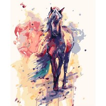 votgl diy 유화그리기 풍경 꽃 동물 유화그리기세트 40 x 50cm액자 포함, 007 말