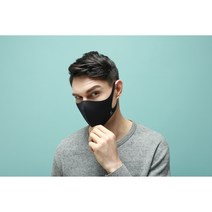 그리안스 숨쉬기편한 데일리 골프 스포츠 빨아쓰는 자외선차단 대나무소재 천연 항균 99.9% 뱀부에어 패션마스크 마스크, L, 검정(Black)