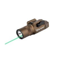 OLIGHT Baldr Pro R 1350 루멘스 마그네틱 USB 충전식 전술 손전등(그린 빔 및 화이트 LED 콤보 포함) 1913년 또는 GL 레일과 호환 레일 마운트 무기 조, 데저트 탠