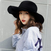 겨울 여성 여자 벙거지 페도라 모자 플로피 햇 숏리본