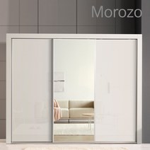 모로조 라오르 하이그로시 9자(2580mm) 슬라이딩옷장 *양옆기둥 서비스*, 거울투톤(은경)