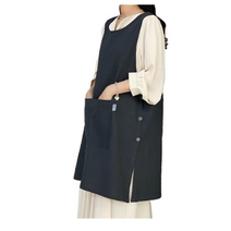 한스데이 단추형 트임 린넨 앞치마, 차콜, 7개