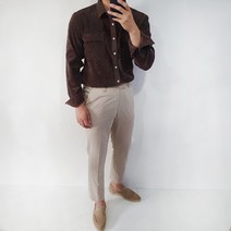 스타일에스 남성 루즈핏 빅사이즈 골덴 코듀로이 셔츠 8color 4XL
