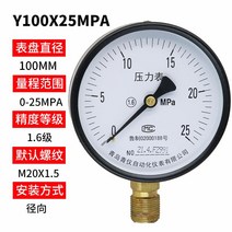 압력계 Y100 반지름 공기압체크 수압계 오일 음압계 유압 테이블 25 16MPA 진공계 4790318750, Y-100 압력계 25MPA (250