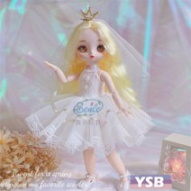 30cm 2D 애니메이션 인형 1/6 Bjd 만화 얼굴 옷 2 차 요소 인형 여아용 두 번째 공주 파란 눈, dolls and clothes, YSB