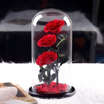 상패 왕꽃다발 로즈 거대한 장미 유리 커버 블루 발렌타인 데이, 자이언트3살인IIIBlushingRose