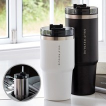 대용량 스테인레스 빨대 차량용 보냉 보온 텀블러 밀폐형 빨대뚜껑 리유저블, 600ml, 메탈