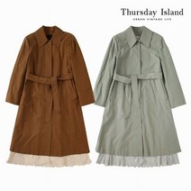 써스데이아일랜드 여성 레이스 패치 싱글 트렌치코트 T206MCT133W