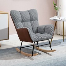 원목흔들의자 고급 라탄 엔틱 캠핑 안락 의자 흔들 발판 퀸 킹 chaise Relax 라운지 정원 화장대 게임 계란 벨벳면 린넨 2 재료, 밝은 회색
