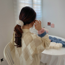 원터치 자동 긴머리 똥머리 올림머리 반묶음 반머리 일자 퍼 밍크 헤어밴드 머리끈
