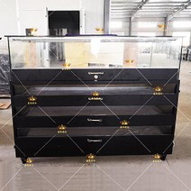 주얼리 쇼케이스 예물 계단형 진열대 금은방 진열장, 블랙 100x50x90 (조명 포함)