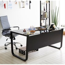 사무실 고급 U자형 다리 강화 유리 책상 의자 세트 깔끔한 홈오피스, 01.스틸뷰1200+04.유리화이트 01.코모도_A형