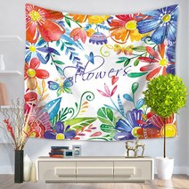 리빙쉘텐트 초대형 거실형 돔 쉘터 다채로운 꽃 태피스트리 벽 아시아 열 대 태피 스 트리 거실 침실 그림 캠핑 텐트 여행 패드, [03] 150X130, [01] 2