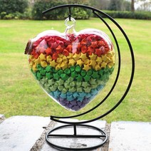 하트 종이학 유리병 100일 선물 선물 연인 장식 감성, 중형 원형 병+큰 하트 병 이중 후크+종이접기