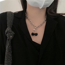 DFMEI 레트로 한국어 버전 ins tide 블랙 러브 목걸이 여성용 모든 경기 가벼운 럭셔리 스웨터 체인 가을과 겨울 스웨터 체인 여성