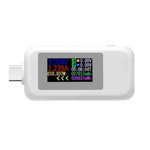 Type-C USB 테스터 실용 KWS-1902C USB 전압 및 전류 테스터 4-30V 0-5A USB 전력 계량기 색상 디스플레이 0-150W, 하얀색