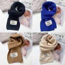 루즈루나 심플라벨 레터링 여성 커플 숏 머플러 목도리 4color