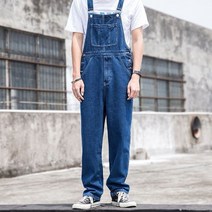 더킹맨 데님 멜빵 루즈 청 바지 남성용 데님 멜빵 점프수트