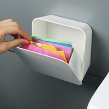 리빙셀렉트 사각 화이트 면봉케이스 벽부착 화장솜 소품케이스, 1개
