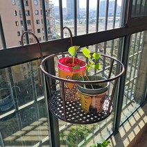 베란다 화분걸이 화초 걸이대 난간 화분선반 특대형 화대집용 창대 곤돌라 베란다 난간걸이 녹라걸이 분재 다육화분 걸이, 12 오버사이즈 지름30(고동색1개)