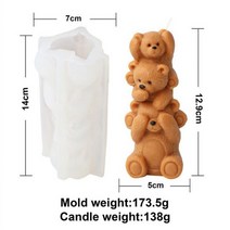 곰돌이몰드 실리콘몰드제작 스태킹 동물 3 레이어 실리콘 양초 금형 원숭이 비누 수지 석고 케이크 초콜릿 얼음 만들기 키트 장식 선물109975, Panda