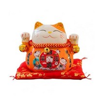 마네키 네코 일본 소품샵 복 주머니 전통 고양이 인형 돼지 저금통 세라믹 Maneki Nekos 크리 에이 티브 홈 인테리어 도자기 장식품 비즈니스 선물 행운의 공예, 02 오렌지커피