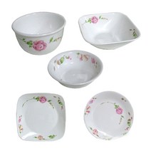 코렐 장미 공기 냉면기 찬기 접시 식기 그릇 단품선택, 1개, 사각습볼(소)