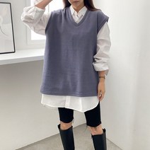 수키 브이넥 골지 박스 조끼 1109463