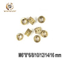 팝너트건 황동 구리 삽입 너트 50 pcs m6 * 8*6/8/10/12/14/16mm od 8mm 관통 너트/널링, [06] M6X8X16 OD 8mm