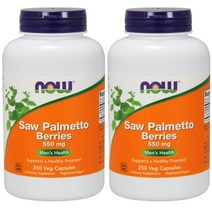 나우푸드 쏘팔메토 베리 플라보노이드 스테아르산 2개, 1개, 쏘팔메토 베리 550mg 250정 x 2개