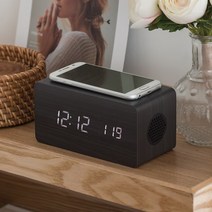 [진영쇼핑] 3in1 LED 탁상시계 무선충전 블루투스 스피커, 메이플