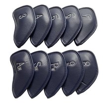 PU 가죽 골프 아이언 커버 헤드커버 - 골프 클럽용 다크 블루 또는 블랙 골프 헤드커버 - 10개/세트 골프 클럽 보호 케이스 남성용 테일러메이드 미즈노 MP JPX PXG