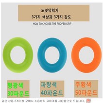 뉴월코 손가락 운동 기구 손완력기 도넛 악력기 손목 사은품증정 악력볼 소방관 재활공 경찰 압력기, 1.도넛악력기형광