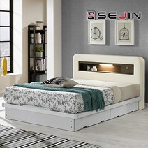 [세진침대] 지오 LED 수납형 침대 프레임SS+독립쿠션 매트리스SS