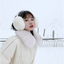 THE-1+1 보관하기 좋은 접이식 큰 여성 퍼 귀마개 귀도리