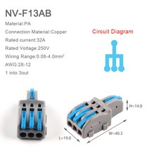 입력 출력 스플리터 퀵 스프링 스플라이싱 와이어 커넥터 전기 케이블 터미널 블록 푸시 인 조작 레버, 5개, f13ab