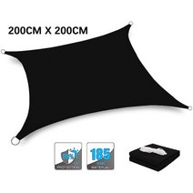 블랙 300D 방수 천막 삼각형 직사각형 정사각형 야외 정원 테라스 수영장 그늘 항해, BLACK 200cm x 200cm