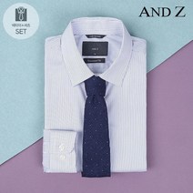 지오지아 앤드지 네이비 핀 스트라이프 레귤러 카라 셔츠 넥타이 SET