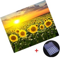 MJS 보석십자수 캔버스형 50 x 40 cm DIY 세트 비즈함 증정, 해바리기 꽃밭