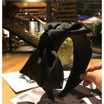 공단 왕리본 꽃 세틴 헤어밴드