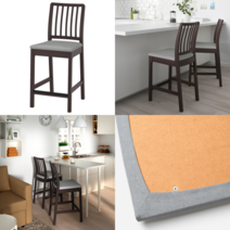 이케아 바의자 EKEDALEN 에케달렌 등받이바스툴 다크브라운/오르스타 라이트그레이 62 cm