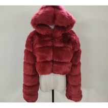 인조퍼자켓 털자켓 페이크퍼 에코퍼 후드 인조 모피 코트 여성 겨울 파란 크롭 자켓