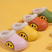 기모 사이드 스마일 털슬리퍼 방수 통굽 거실화 겨울