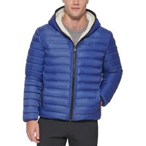 DKNY 셰르파 포함 남성용 퀼트 후드 양면 패딩 재킷 회색 X-Large
