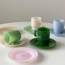 베이직 밀크글라스 머그컵, 라이트 그린 컵 400ml