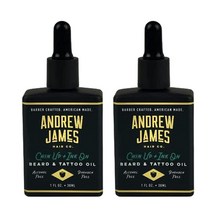 Andrew James Beard Tatoo 오일 2팩 | 기름지지 않음 파파야 코코넛 향 머리카락과 피부 보호 상쾌한 느낌 하루에 한 번 아르간 해바라기 씨앗 코파이바 발삼, Beard Oil 2 Pack