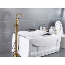 욕조 수도꼭지 스탠딩 모텔 목욕탕 워터 탭 바닥형, 실버 핸드 스프레이가 장착 욕조 수도꼭지