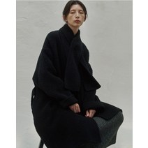 22FW 핸드메이드 수리알파카 머플러 코트 (블랙)