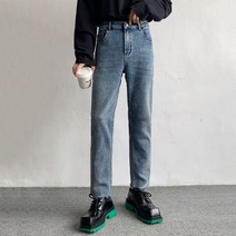 찢어진 청바지 남성용 슬림 봄 빈티지 컬러 남성 바지 캐주얼 지퍼 빅사이즈 9A6784